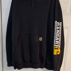 Carhartt Dark Sweatshirt with Iconic Yellow Patch